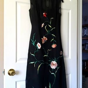 Womans embroidered silk dress